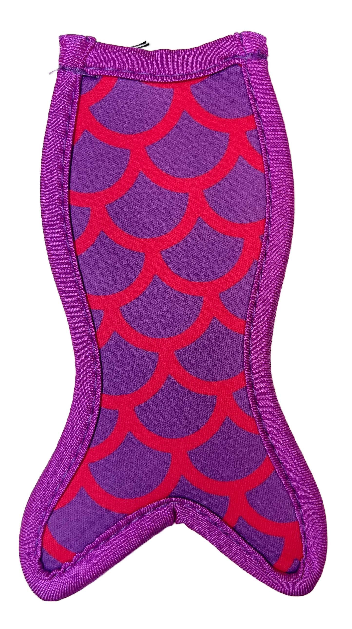 purple with pink scales mermaid tail freeze holder on white background
