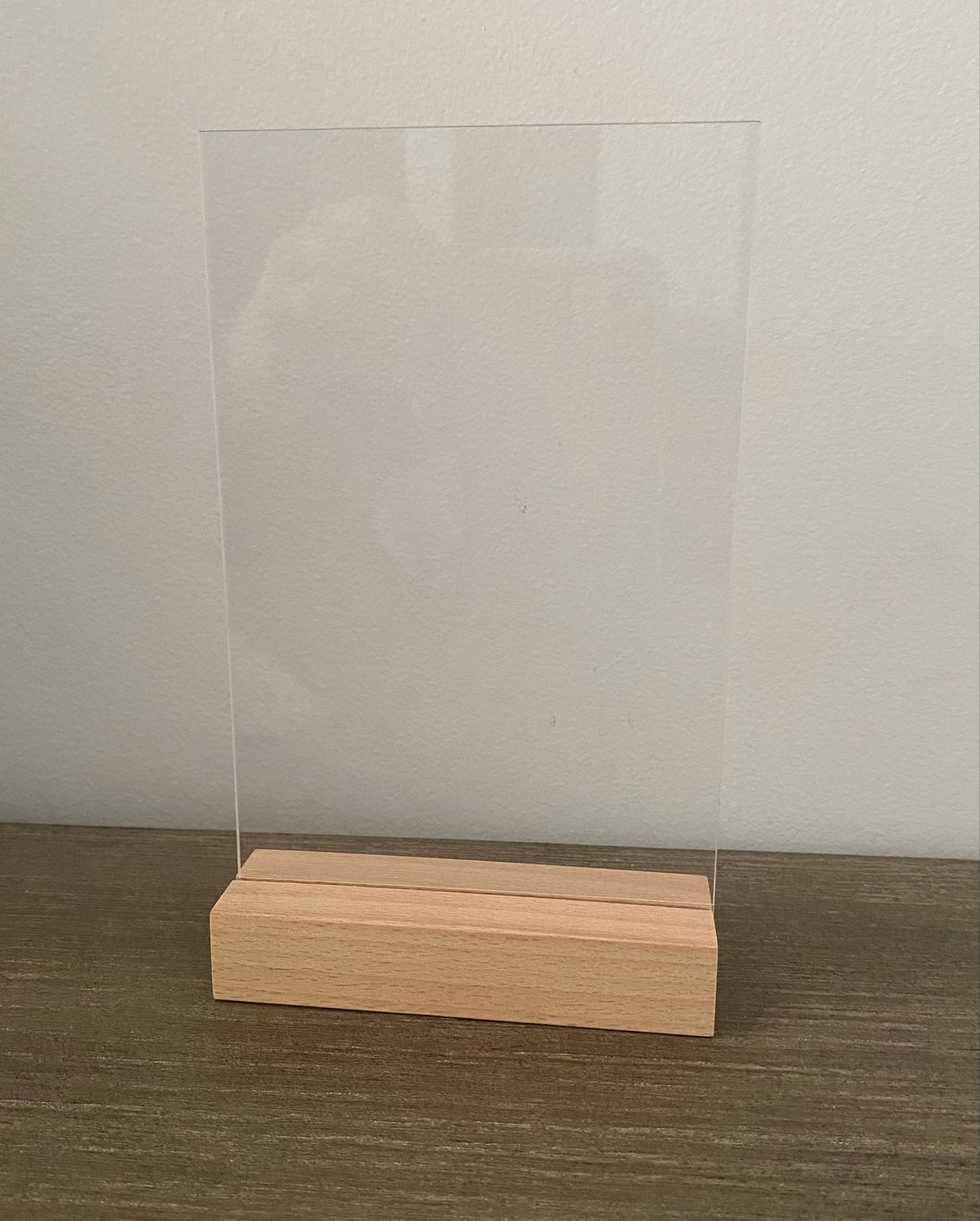 table top acrylic rectangle sign in wood base