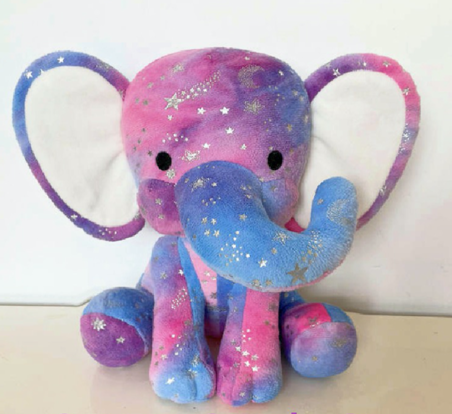 cotton candy star  plush elephant for sublimation white ears 