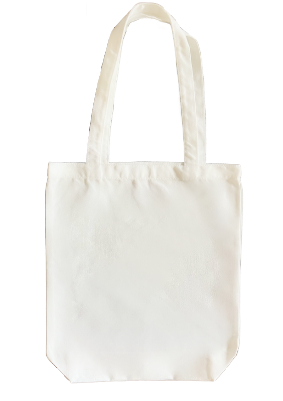 polyester white tote with handles on white background