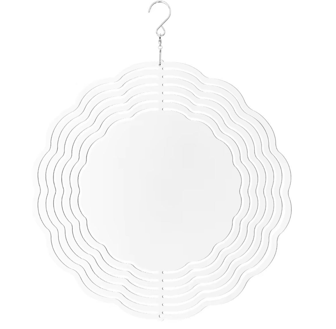 white wind spinner for sublimation hanging infront of white background