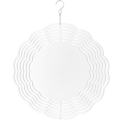 white wind spinner for sublimation hanging infront of white background