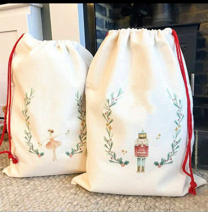 Ballerina/Nutcracker Santa Sacks