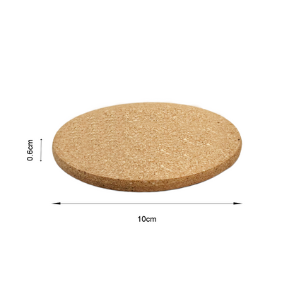 circle cork coaster on white background with dimensions