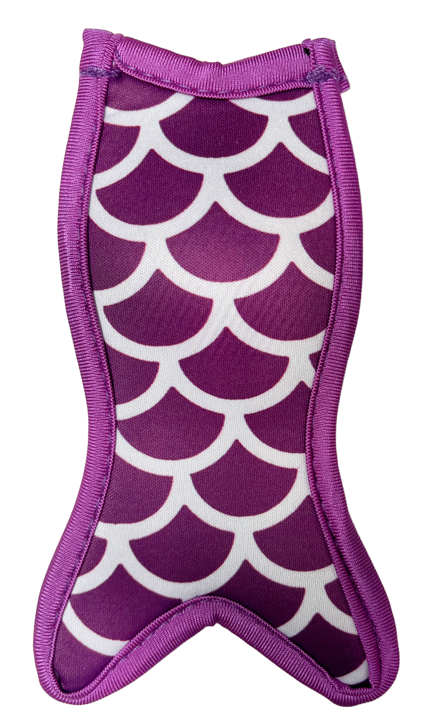 purple mermaid tail with white scale freeze holder on white background