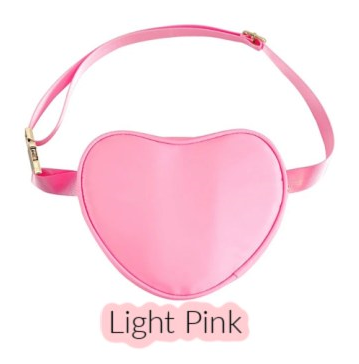 light pink heart shaped belt bag with gold buckle on white background