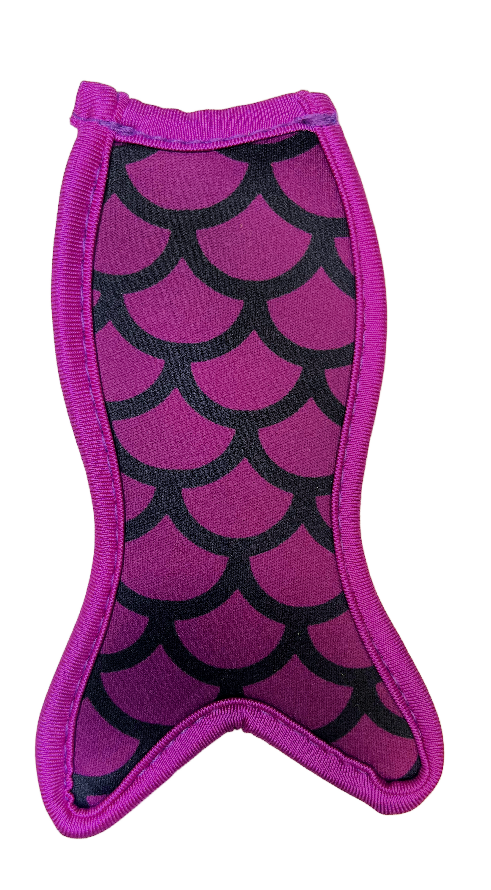 purple with black scales mermaid tail freeze holder on white background