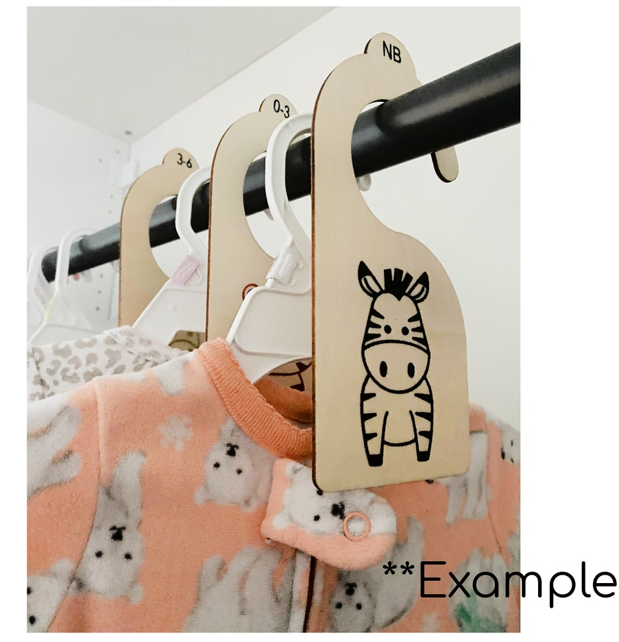 kids wooden clothes dividers personalized with htv zebra with sleepers