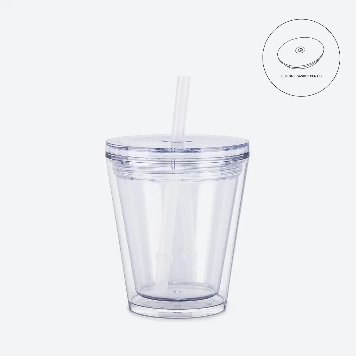 clear with clear lid straw 10oz kids acrylic tumbler with clear on white background