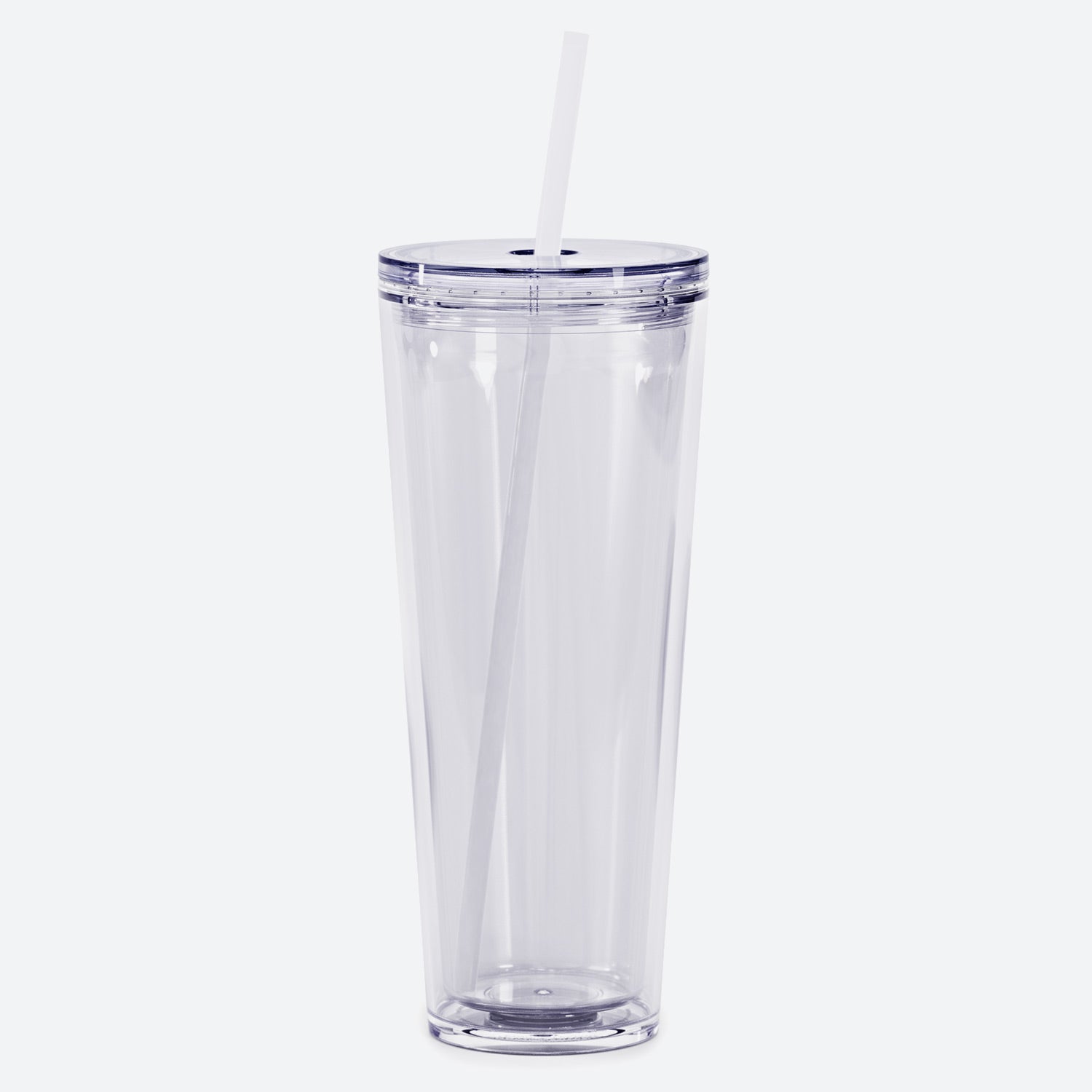 clear 24 oz acrylic cup with straw on white background