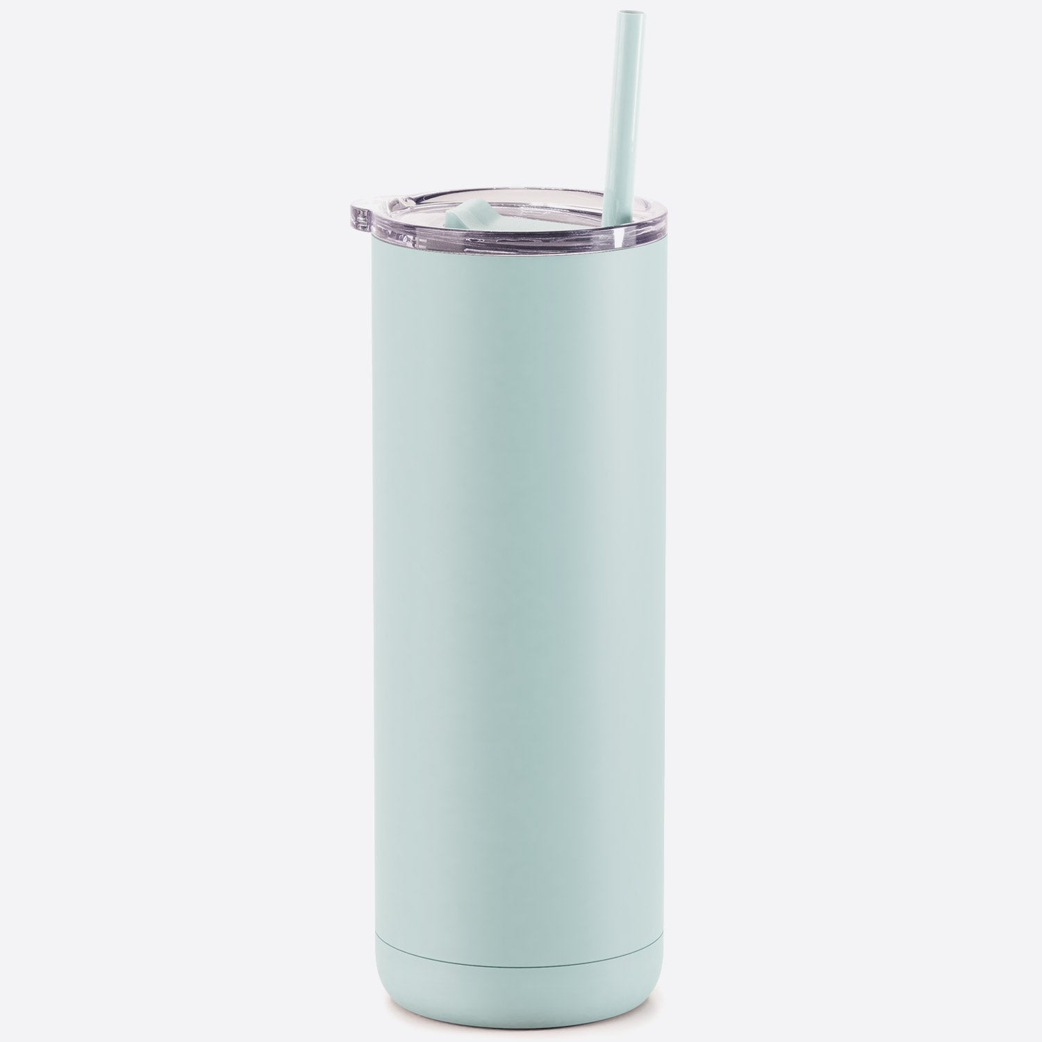 matte seaglass 20 oz stainless steel  tumbler slider lid and straw on white background