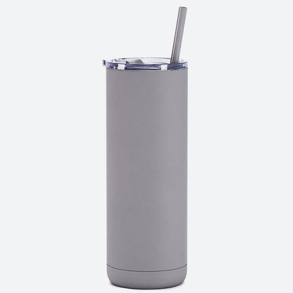 volcanic glass 20 oz stainless steel  tumbler slider lid and straw on white background