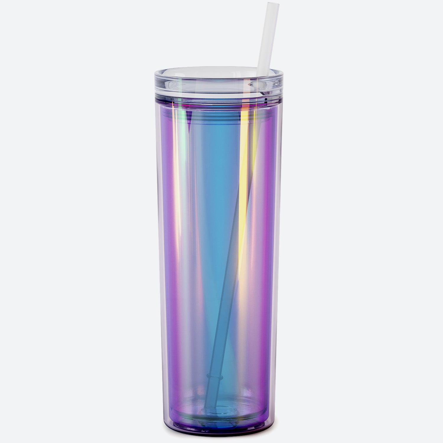 prism clear 18oz acrylic tumbler with straw and lid on white background 