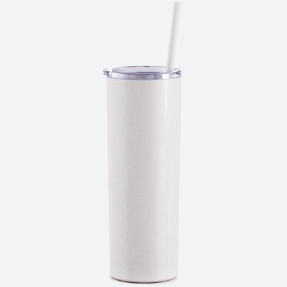 moon rock glitter skinny steel 20oz stainless tumbler with straw on white background 