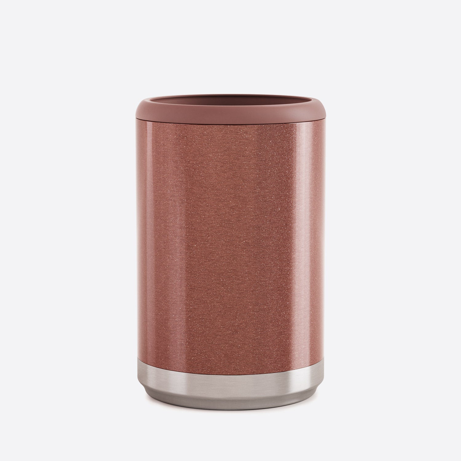 rose gold glitter standard size can cooler on white background