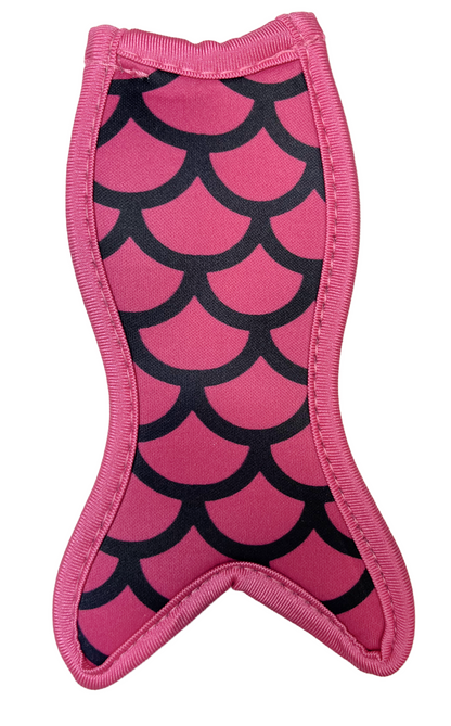 pink with black scales mermaid tail  freeze holder on white background