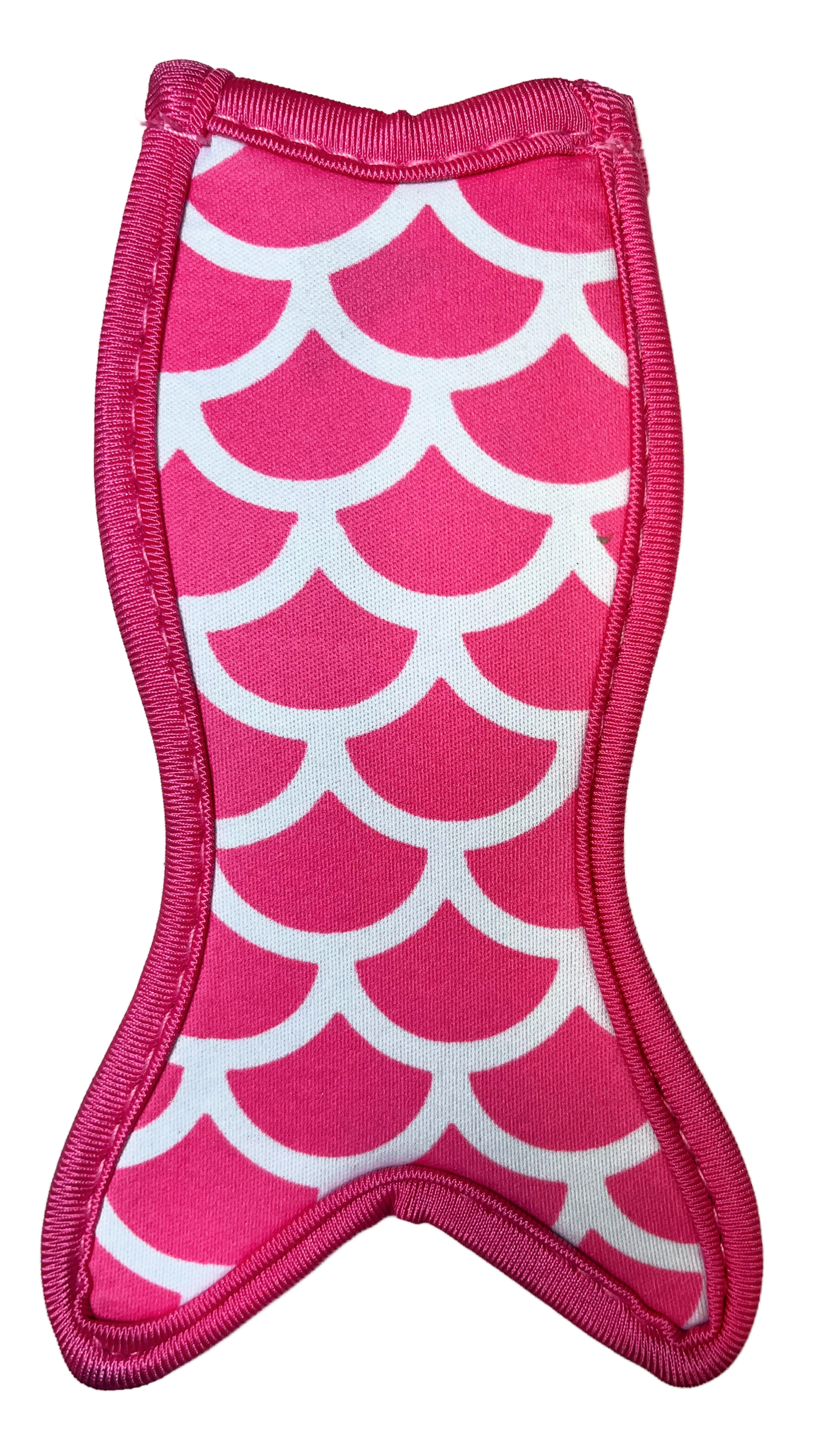 pink mermaid tail with white scale freeze holder on white background