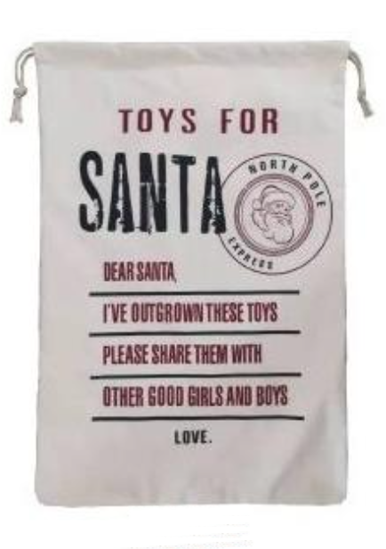 Santa Sack toys for Santa on white background